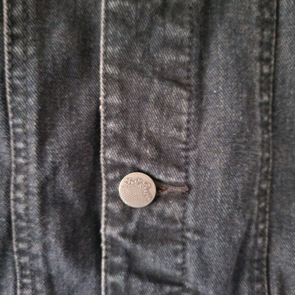 Free People Distressed Knit/Denim Jean Jacket, Women’s XS, Black, Removable Hood - Picture 3 of 10